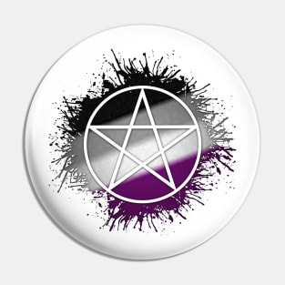 Paint Splatter Asexual Pride Pentacle Symbol Pin