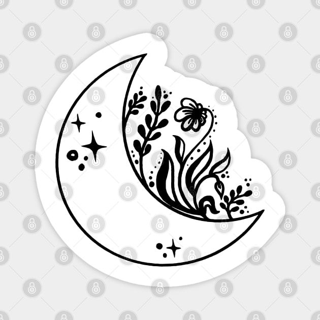 Moon Flower Art T-Shirt Magnet by OgogoPrintStudio