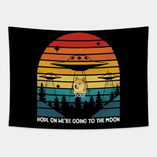 Funny Dogecoin Going to the Moon Tapestry