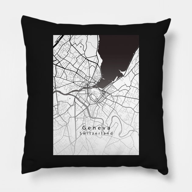 Geneva Switzerland City Map Pillow by Robin-Niemczyk