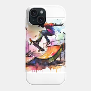 Abstract looking illustration of kid on a skateboard. Phone Case