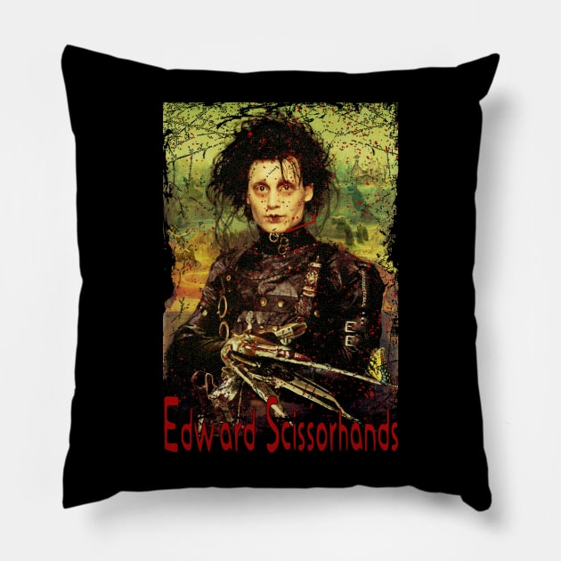 Edward Scissorhands Cutting Threads Of Compassion Pillow by Super Face