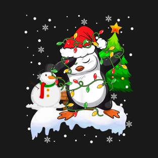 Santa Christmas Dabbing Through The Snow Dabbing Penguin Snowman T-Shirt