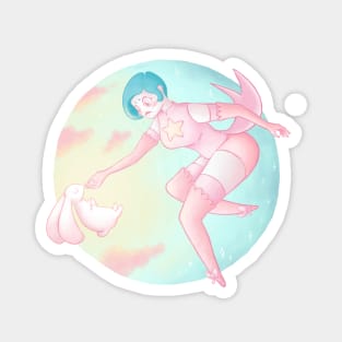 Magical Girl with her magical bunny - Cute girls Magnet