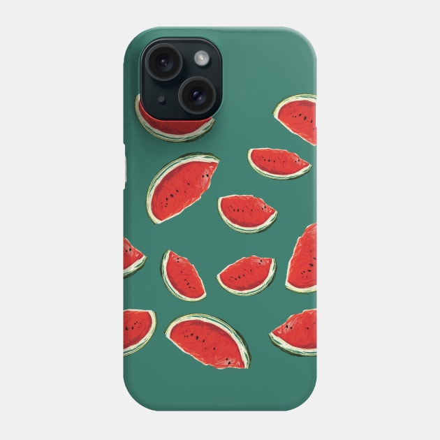 Watermelon Pieces Phone Case by Manitarka