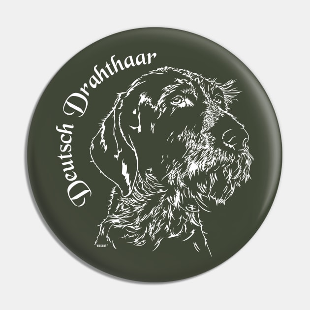 Deutsch Drahthaar Dog Portrait Pin by wilsigns