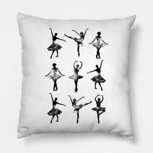 Watercolor Ballerinas (Black) Pillow