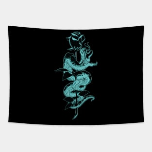 Snake and Rose Teal Variant Tapestry