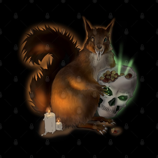 Spooky Squirrel Halloween Lycanthropy Skull Digital Art by JettDes