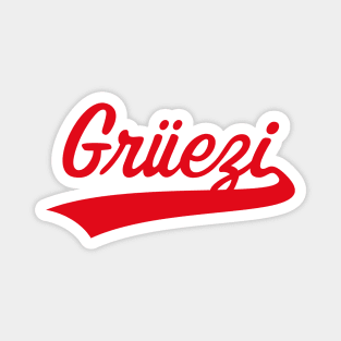 Grüezi Lettering (Greeting In Switzerland / Red) Magnet
