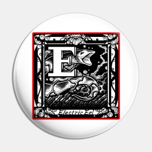 E is for Electric Eel - Red Outlined Version Pin