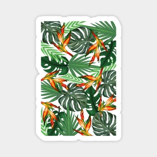 Vibrant Tropical Leaves Green Pattern Magnet