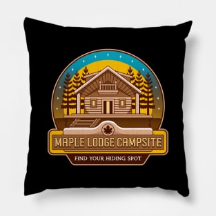 Maple Lodge Campsite Emblem Pillow