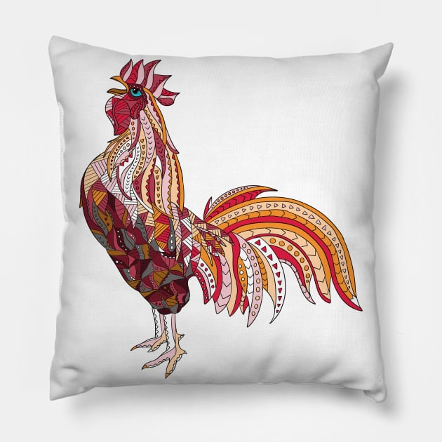 Ethnic Crowing Rooster Pillow by Tebscooler