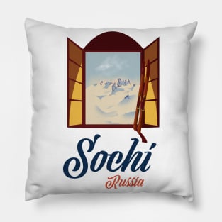 Sochi vintage ski poster Pillow