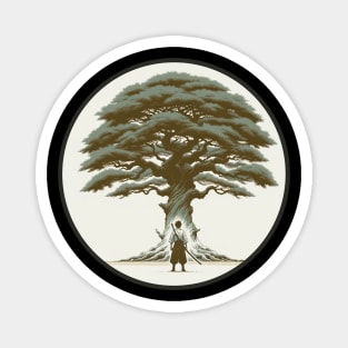 Ancient Guardian - Samurai Under the Wisdom Tree Design Magnet