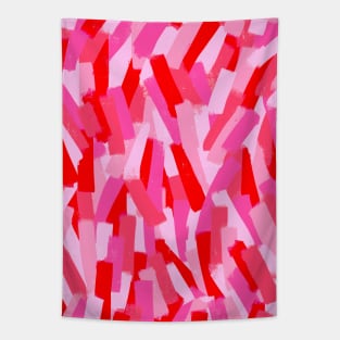 Pink and Red Abstract Brush Strokes Tapestry