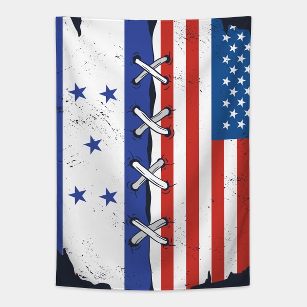 Proud Honduran American Heritage // Honduras & USA Flags Tapestry by Now Boarding