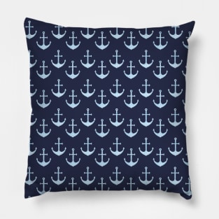 Anchor Nautical Pattern Navy Blue Sea Coastal Pillow