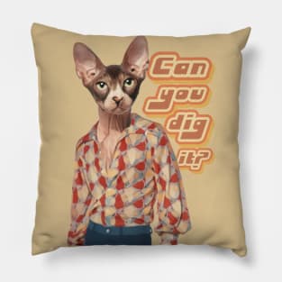 Can You Dig It? 70s Sphynx Cat Pillow