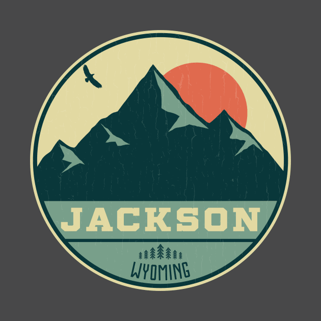 Jackson Wyoming Retro Mountain Badge by dk08