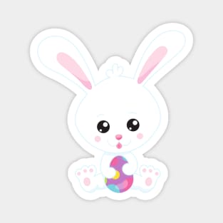 Easter, Cute Bunny, White Bunny, Easter Eggs Magnet