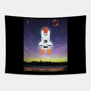 Rocket launch into space Tapestry