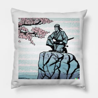 Japanese Samurai Resting Cherry Blossom Pillow