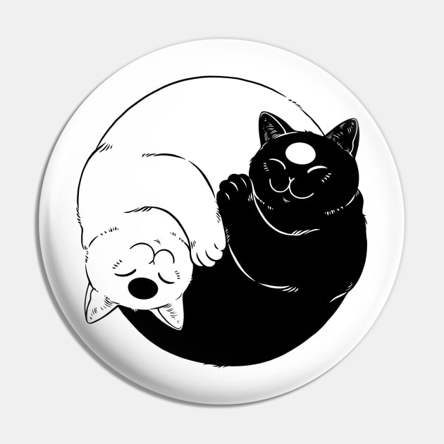 Yin Yang cute sleeping Cats Pin by OccultOmaStore