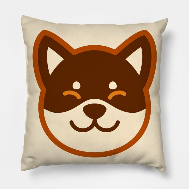 Brown Shiba: Eyes closed smile Pillow by Red Wolf