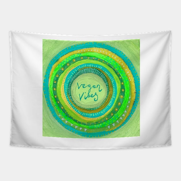 Vegan Vibes Mandala Tapestry by MyCraftyNell