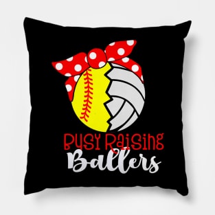 Busy Raising Ballers Softball Player Pillow