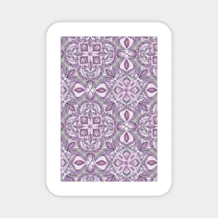 Lavender & Grey - Colored Crayon Floral Pattern Magnet