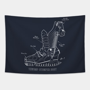 SMB Movie Stomper Boot Technical Illustration Tapestry