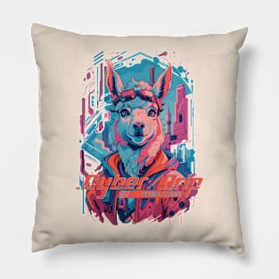 Cyber Llama Colorful Sci-Fi Design Pillow