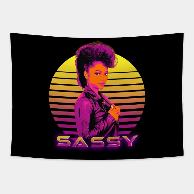 Sassy 80s Retrowave Tapestry by MerlinArt