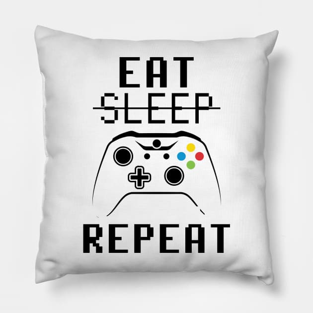 Eat Sleep Game Repeat Game Controller Design Pillow by LittleMissy