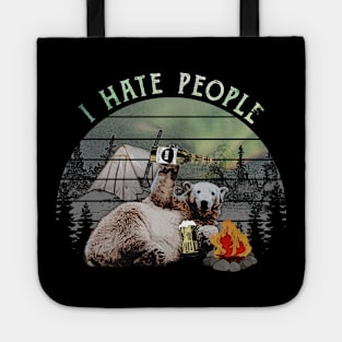 I Love Camping I Hate People Funny Vintage Aurora T-Shirt Tote