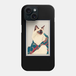 Birman cat japanese wear kimono vintage Phone Case