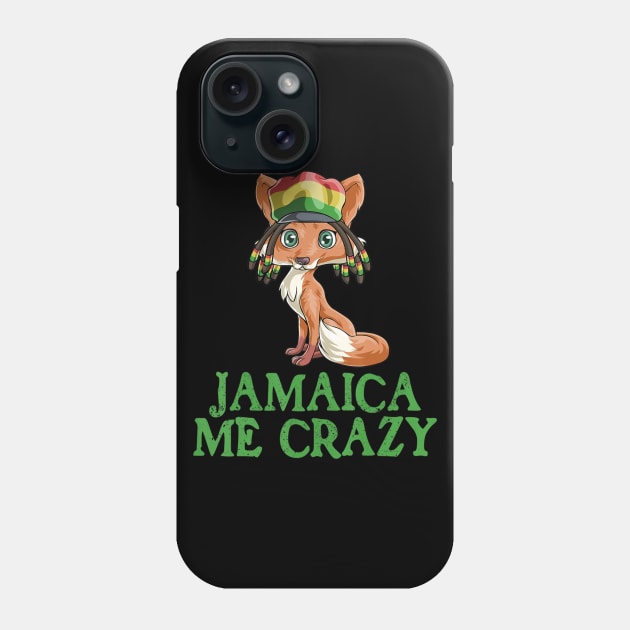 Jamaican Me Crazy Flag Fox T shirt Hair Funny Reggae Gift Phone Case by jrgenbode