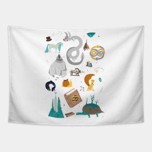 The Never Ending Story paper cut illustration Tapestry