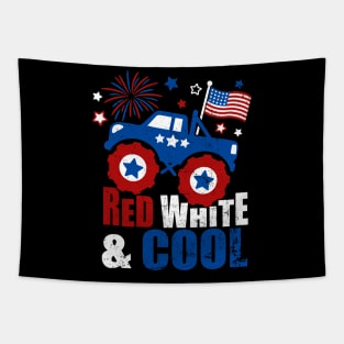 Kid Monster Truck Tee, Toddler Boys American Flag July 4th Tapestry