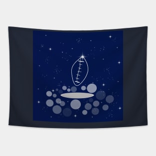 Ball, sport, rugby, game, illustration, night, modern, technology, light, shine, glitter, stars, space, galaxy, Tapestry