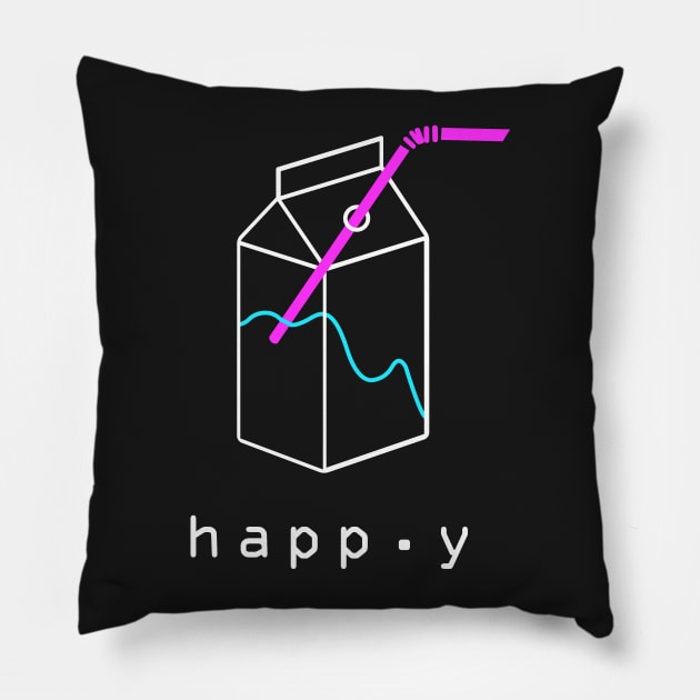 Happy - Aesthetic Vaporwave Pillow by MeatMan