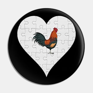 Jigsaw  Rooster Heart Design - Farm Animals Rooster Pin