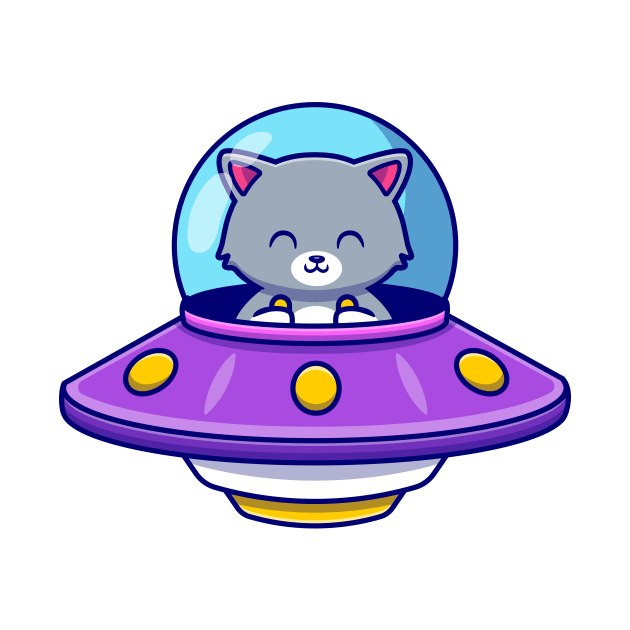 Cute Cat Driving Spaceship Ufo by Catalyst Labs