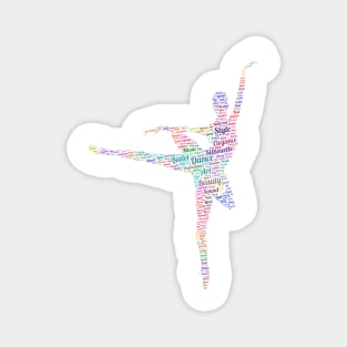 Ballet Dancer Silhouette Shape Text Word Cloud Magnet