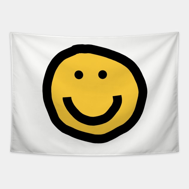 Round Face with Smile Tapestry by ellenhenryart