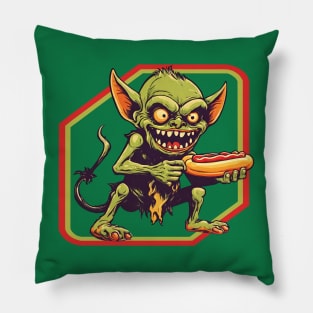 Goblin eat hotdog Pillow