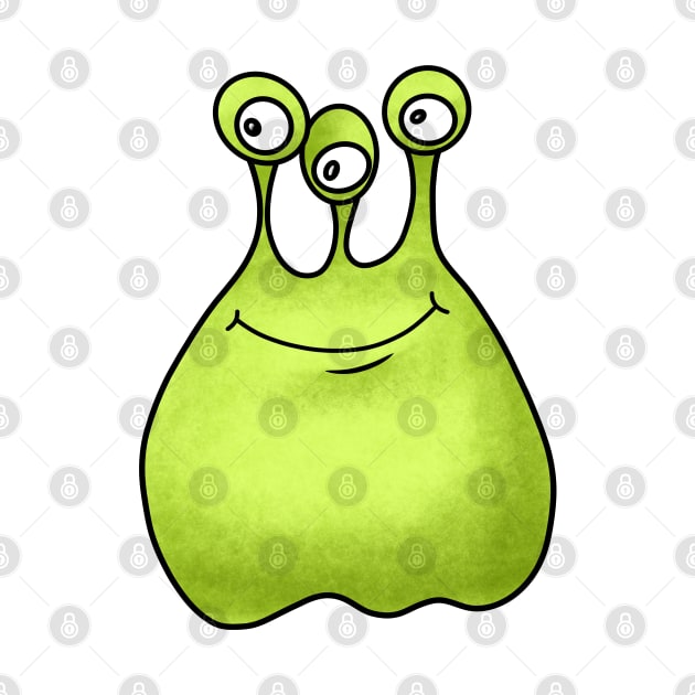 Cute cartoon green alien with three eyes by Kuchinska design